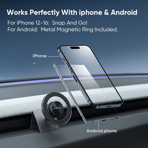 Transparent Magnetic Phone Holder For Tesla Model 3 2024 / Model Y 2025
